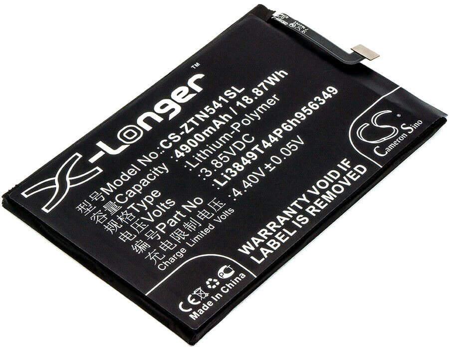3.85V, Li-Polymer, 4900mAh, SmartPhone battery fits Zte, Nubia, Li3849t44p6h956349, N1, Nx541j, 18.87Wh Mobile, SmartPhone Cameron Sino Technology Limited (Smartphone)