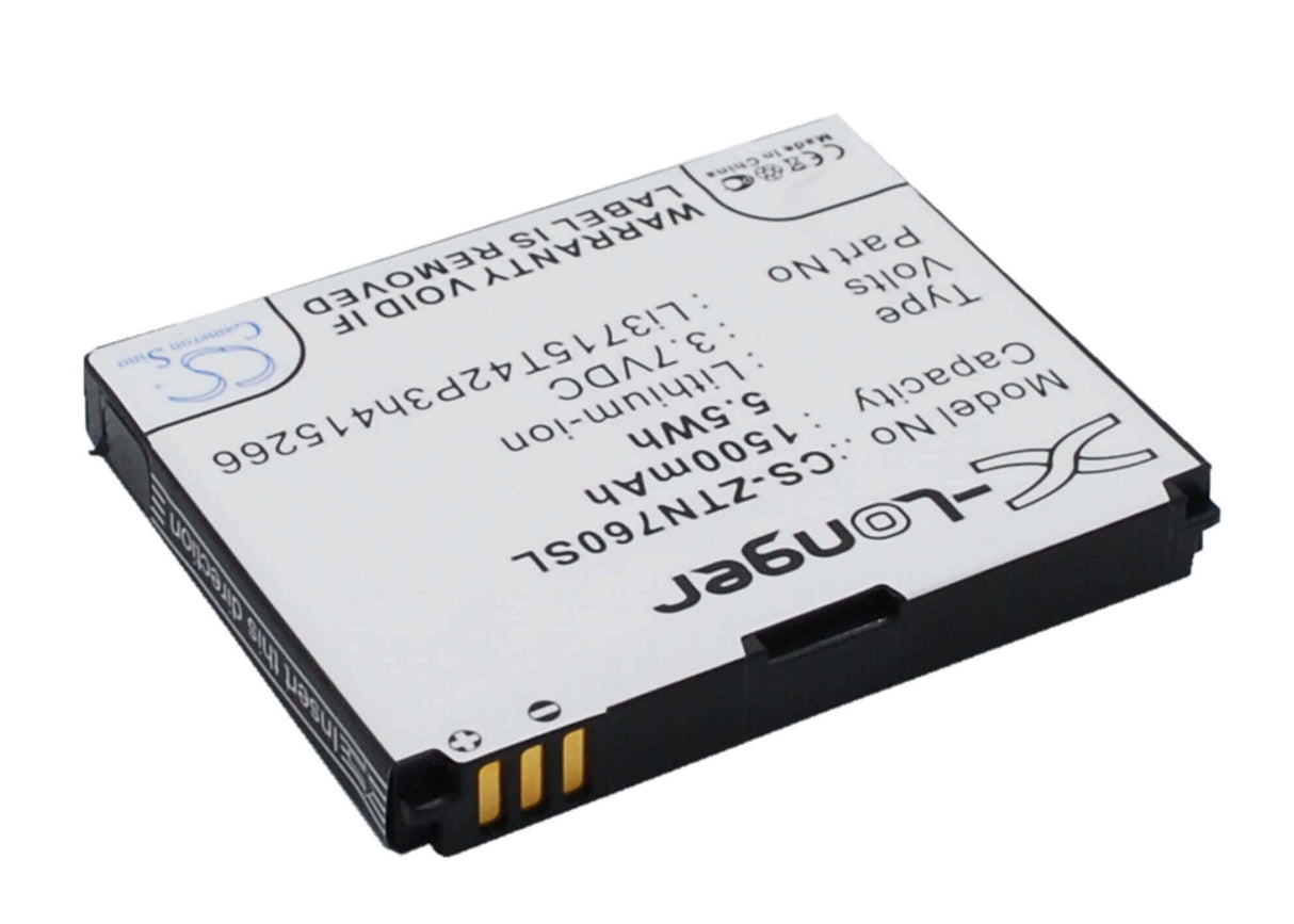 3.7V, Li-ion, 1500mAh, SmartPhone battery fits Telenor, Uscellular, Net10, At&t, Sprint, Zte, Li3715t42p3h415266, Avail, N760 Roamer, 5.55Wh Mobile, SmartPhone Cameron Sino Technology Limited (Smartphone)