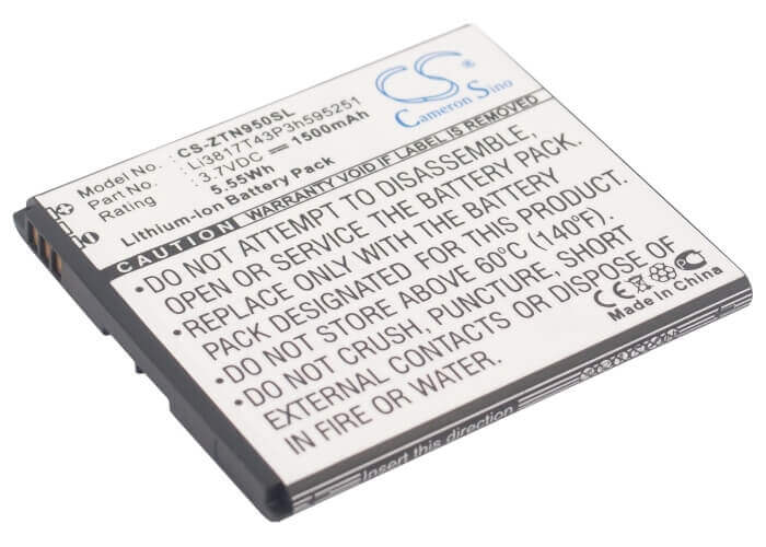 3.7V, Li-ion, 1500mAh, SmartPhone battery fits Zte, Li3716t42p3h595251, Blade L, Flash, 5.55Wh Mobile, SmartPhone Cameron Sino Technology Limited (Suspended)