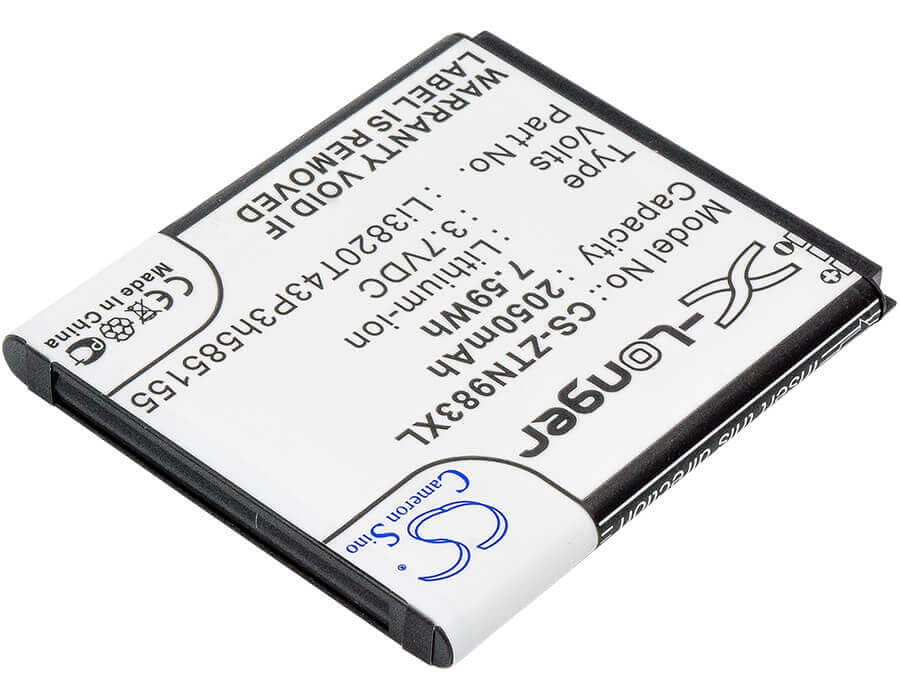3.7V, Li-ion, 2050mAh, SmartPhone battery fits Zte, Li3820t42p3h585155, N983, Solar, 7.59Wh Mobile, SmartPhone Cameron Sino Technology Limited (Suspended)