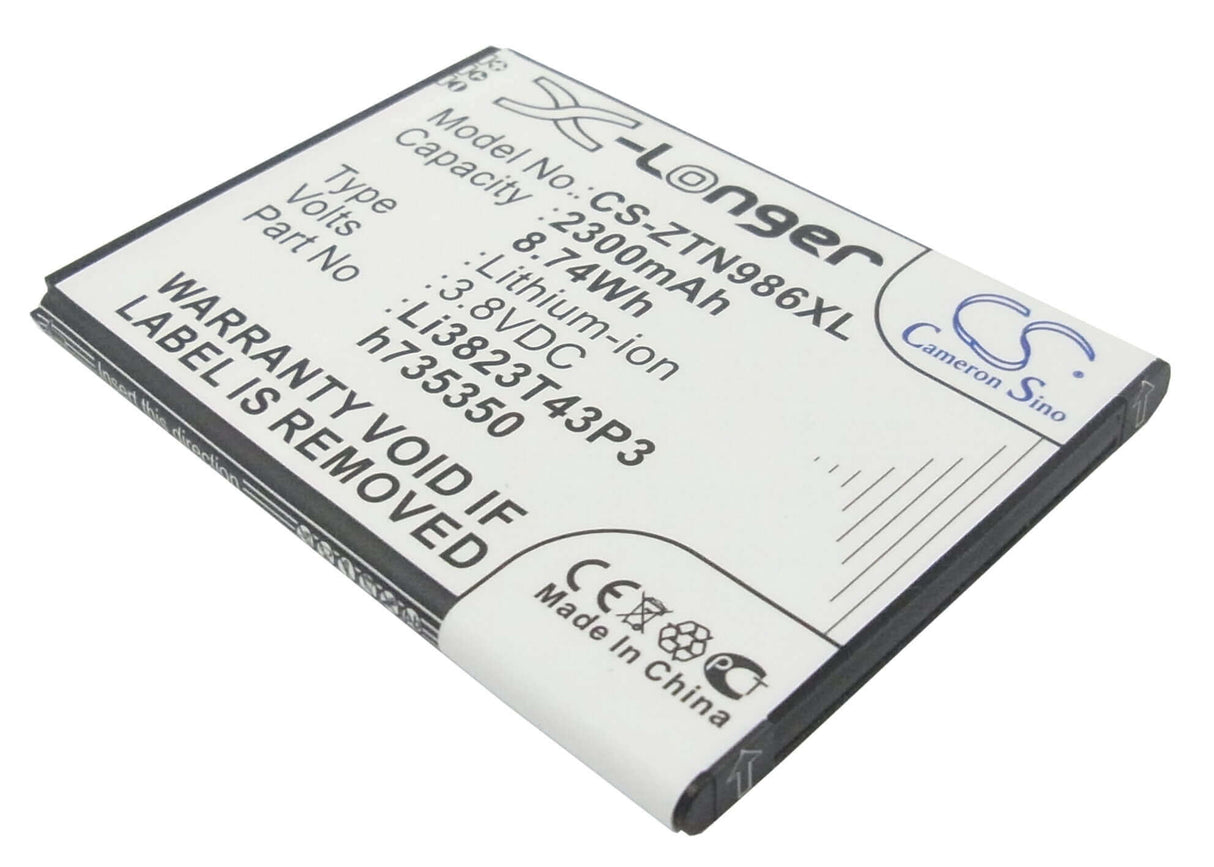 3.8V, Li-ion, 2300mAh, Hotspot battery fits At&t, Zte, T-mobile, Li3823t43p3h735350, Straight Talk, Z818g, 8.74Wh Hotspot Cameron Sino Technology Limited