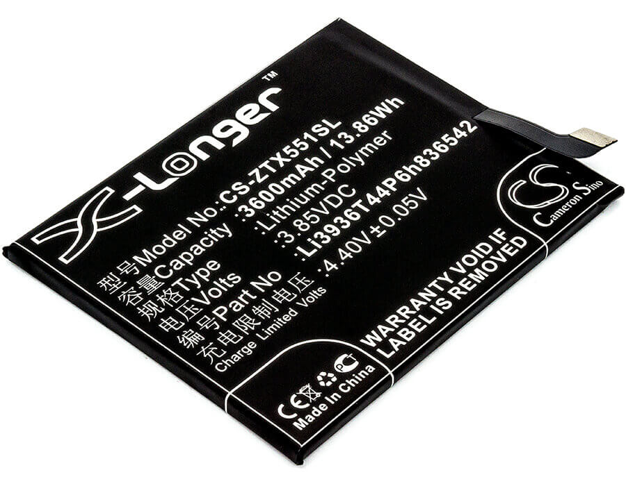 3,85V, Li-Polymère, 3600mAh, Batterie de smartphone compatible avec Zte, Nubia, Li3936t44p6h836542, M2, M2 Dual Sim, 13,86Wh Mobile, Smartphone Cameron Sino Technology Limited (Smartphone)