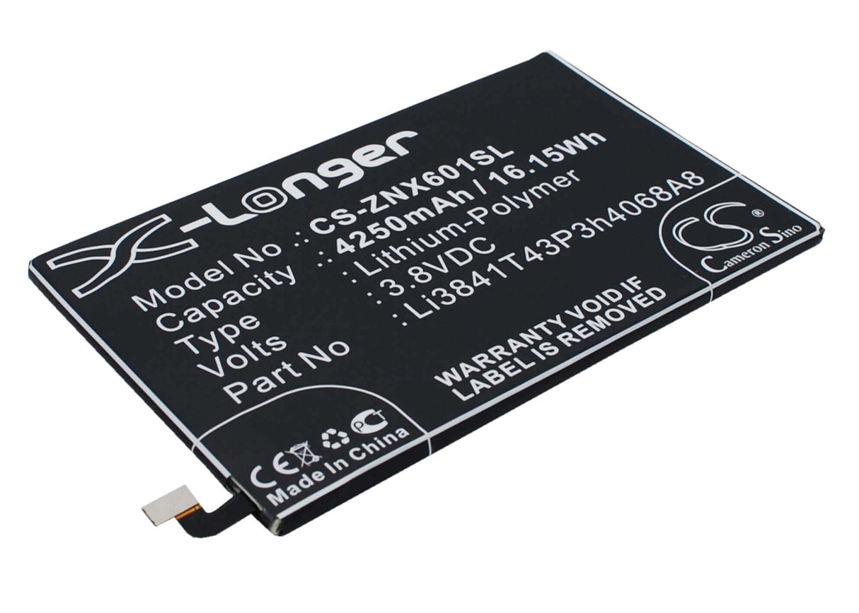 3.8V, Li-Polymer, 4250mAh, SmartPhone battery fits Zte, Li3841t43p3h4068a8, Nubia X6, Nx601j, 16.15Wh Mobile, SmartPhone Cameron Sino Technology Limited (Suspended)