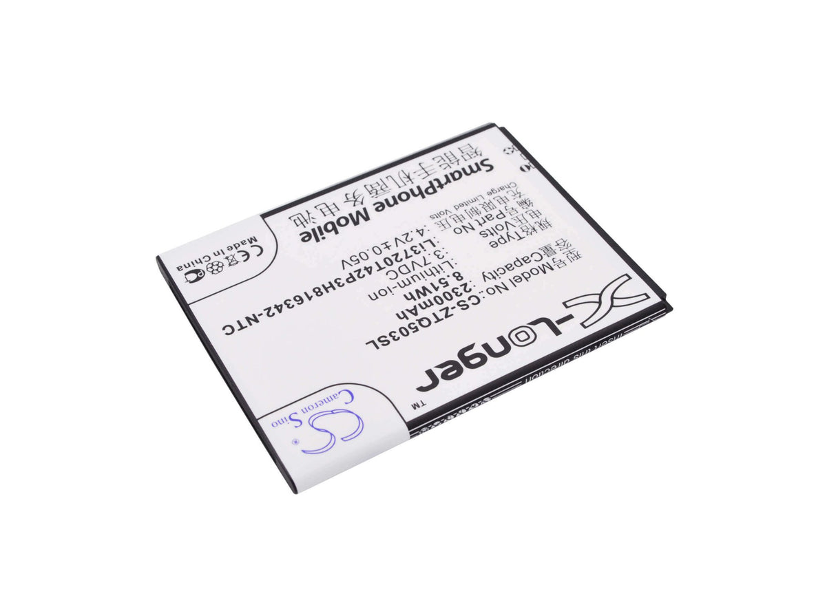 3.7V, Li-ion, 2300mAh, SmartPhone battery fits Zte, Li3720t42p3h816342, Q503c, Q503u, 8.51Wh Mobile, SmartPhone Cameron Sino Technology Limited (Suspended)