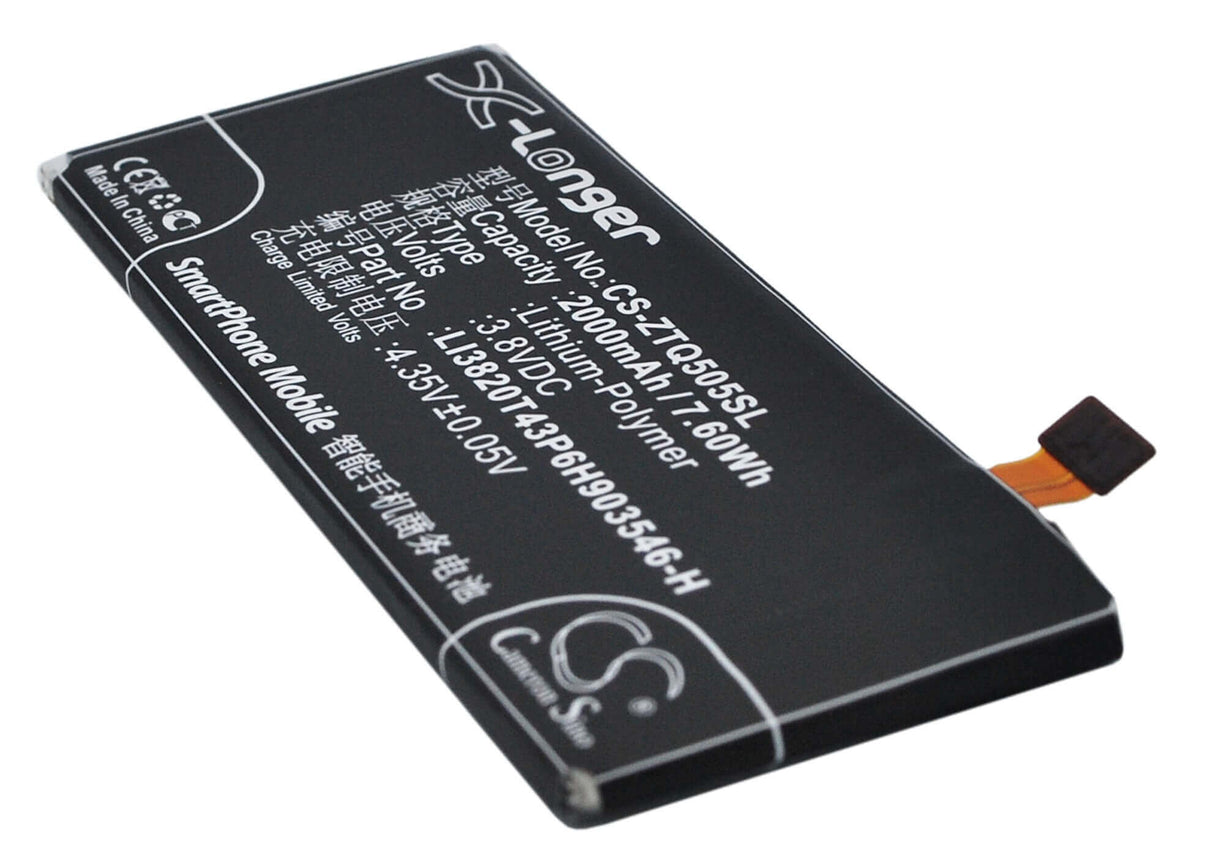 3.8V, Li-Polymer, 2000mAh, SmartPhone battery fits Original, At&t, Zte, Li3720t43p6h903546, Maven, Maven 4g, 7.6Wh Mobile, SmartPhone Cameron Sino Technology Limited (Smartphone)