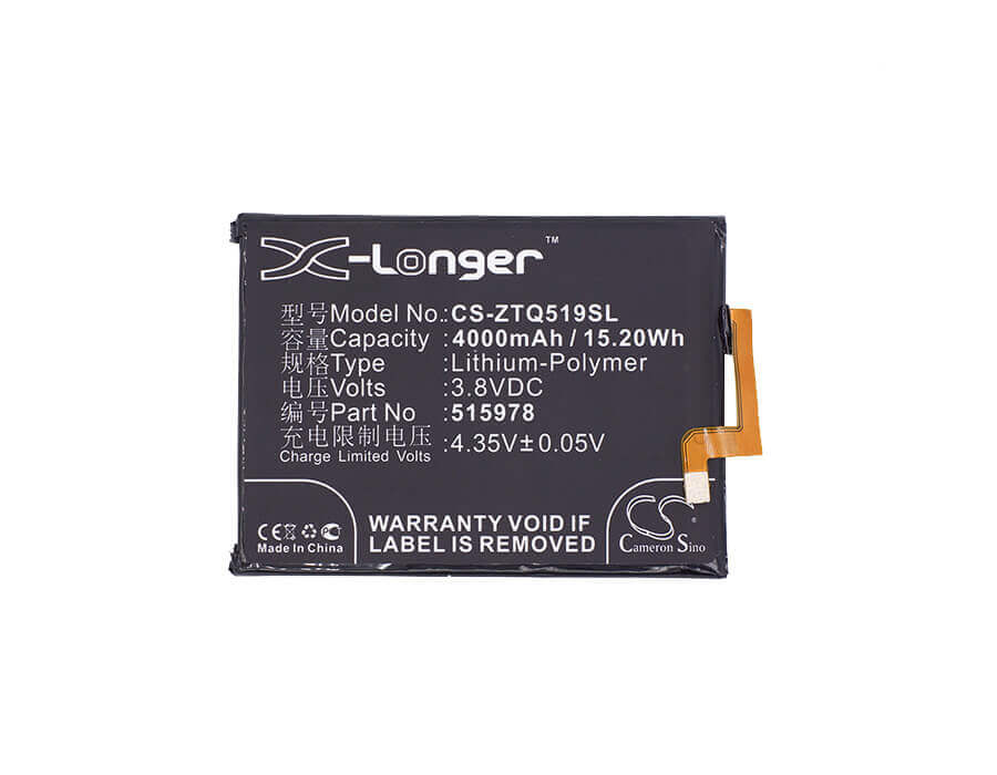 3.8V, Li-Polymer, 4000mAh, SmartPhone battery fits Zte, 515978, Blade A452, Blade D2, 15.2Wh Mobile, SmartPhone Cameron Sino Technology Limited (Smartphone)
