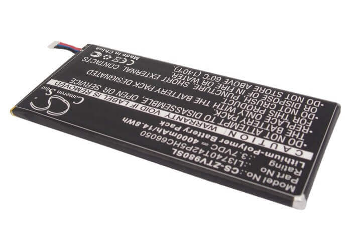 3.7V, Li-Polymer, 4000mAh, Tablet battery fits Zte, Li3740t42p5hc66050, P98t, T98, 14.80Wh Tablet Cameron Sino Technology Limited