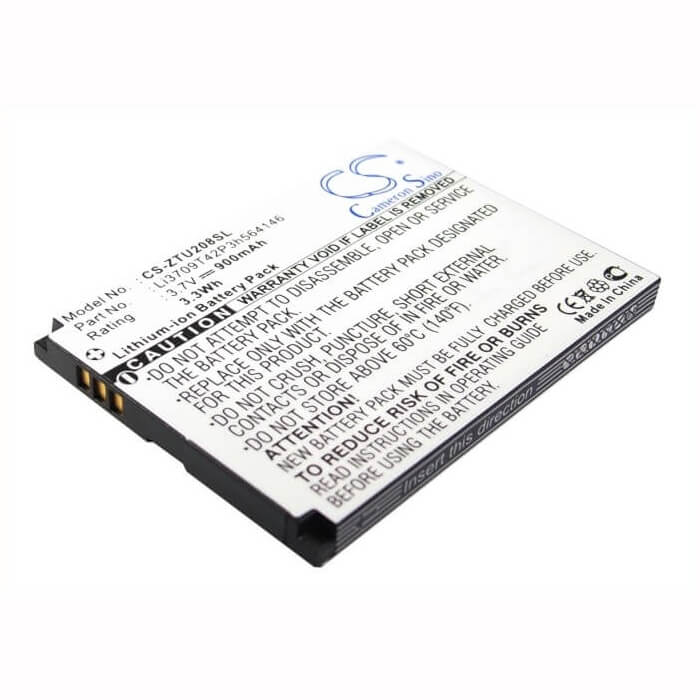 3.7V, Li-ion, 900mAh, SmartPhone battery fits Zte, Li3709t42p3h564146, U208, U506, 3.33Wh Mobile, SmartPhone Cameron Sino Technology Limited (Suspended)