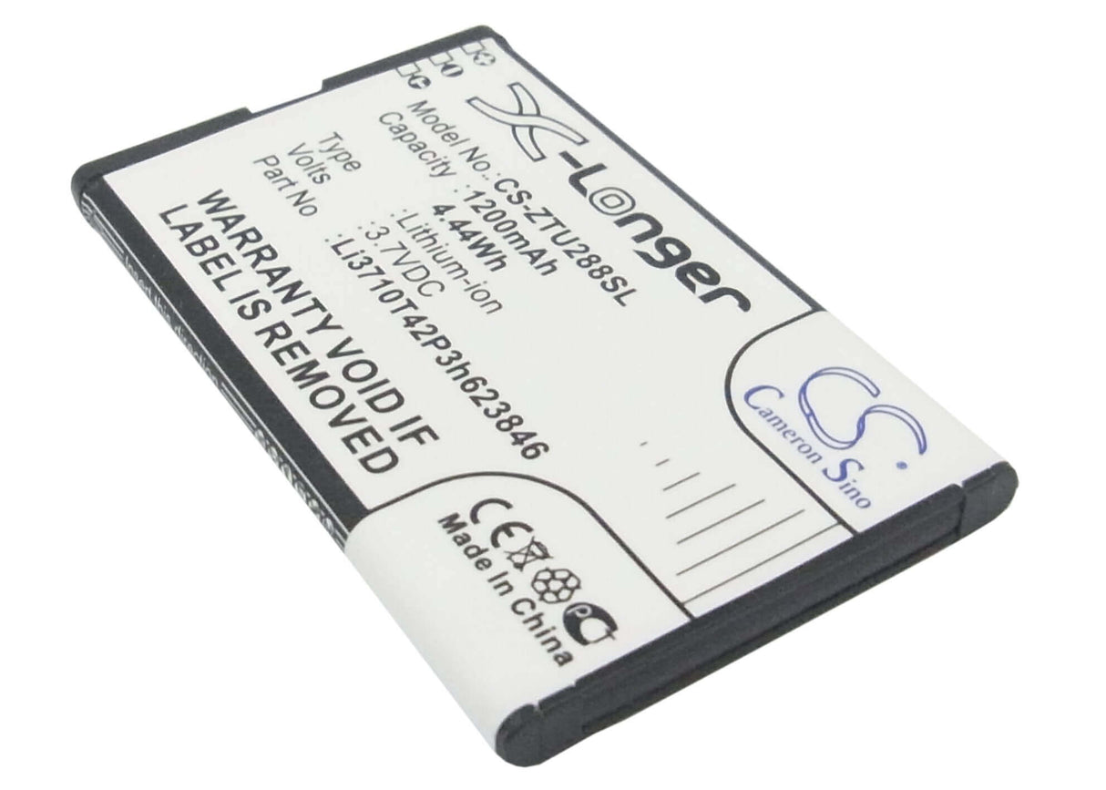 3.7V, Li-ion, 1200mAh, SmartPhone battery fits Zte, Li3710t42p3h623846, S207, U288, 4.44Wh Mobile, SmartPhone Cameron Sino Technology Limited (Smartphone)