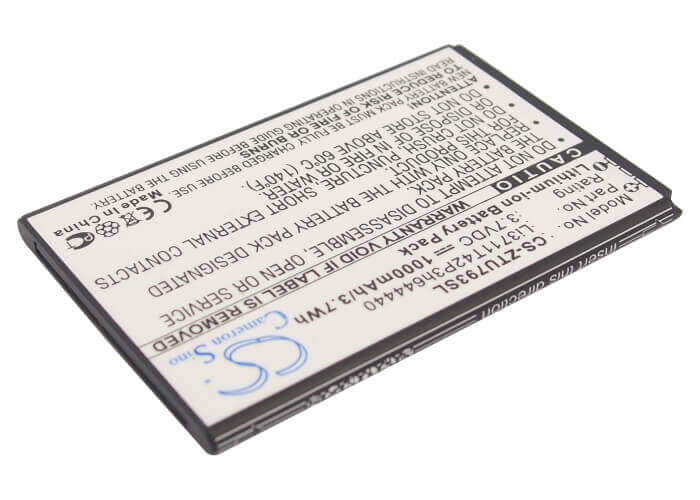 3.7V, Li-ion, 1000mAh, SmartPhone battery fits Zte, Li3711t42p3h644440, U793, 3.7Wh Mobile, SmartPhone Cameron Sino Technology Limited (Smartphone)