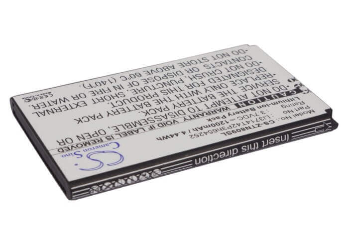 3.7V, Li-ion, 1200mAh, SmartPhone battery fits Zte, Li3714t42p3h654252, U809, V809, 4.44Wh Mobile, SmartPhone Cameron Sino Technology Limited (Suspended)