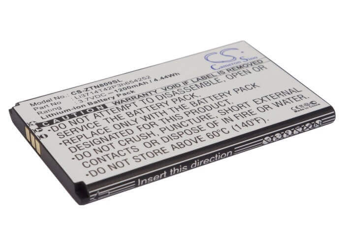 3.7V, Li-ion, 1200mAh, SmartPhone battery fits Zte, Li3714t42p3h654252, U809, V809, 4.44Wh Mobile, SmartPhone Cameron Sino Technology Limited (Suspended)