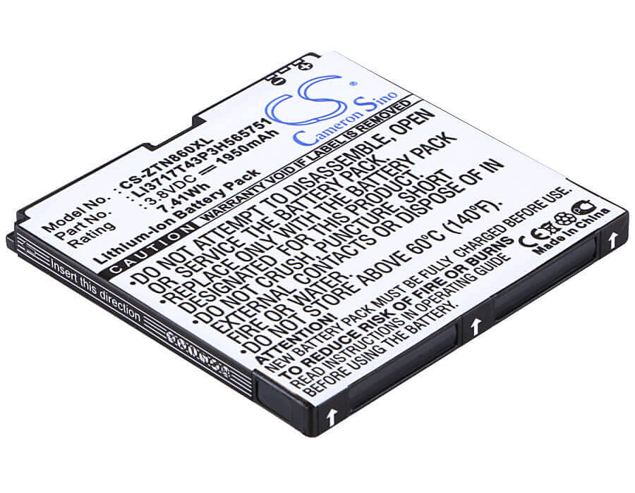 3.8V, Li-ion, 1950mAh, SmartPhone battery fits Metropcs, Sprint, Uscellular, Boostmobile, Medion, Zte, Li3717t43p3h565751, 4g 5.0mp, N860, 7.41Wh Mobile, SmartPhone Cameron Sino Technology Limited (Smartphone)