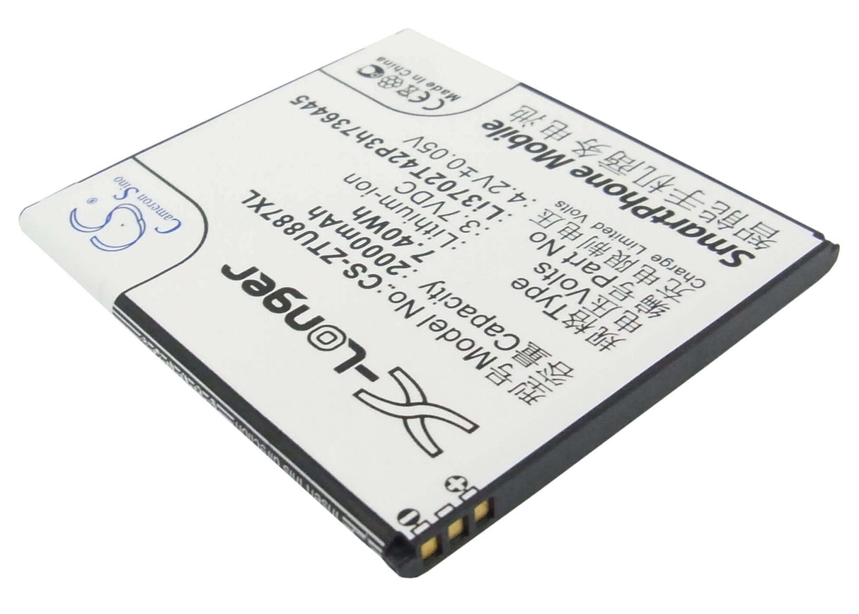 3.7V, Li-ion, 2000mAh, SmartPhone battery fits Zte, Li3702t42p3h736445, U887, 7.4Wh Mobile, SmartPhone Cameron Sino Technology Limited (Suspended)