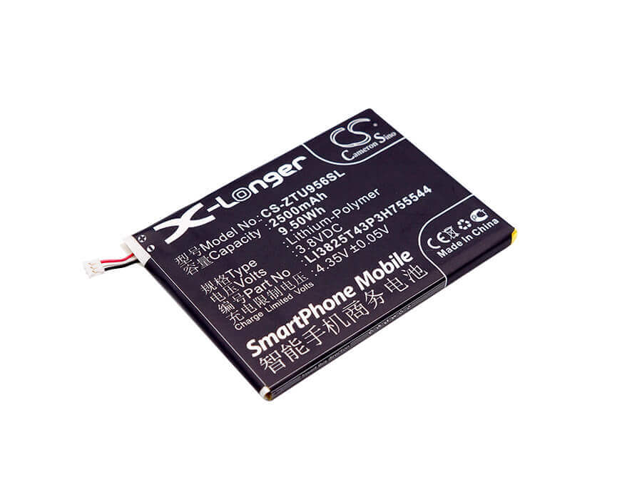 3.8V, Li-Polymer, 2500mAh, SmartPhone battery fits Zte, Li3825t43p3h755544, U956, 9.5Wh Mobile, SmartPhone Cameron Sino Technology Limited (Smartphone)
