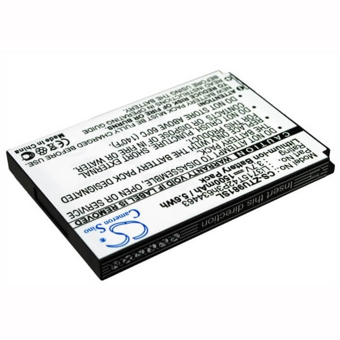 3.7V, Li-ion, 1500mAh, SmartPhone battery fits Zte, Li3715t42p3h634463, D820, D821, 5.55Wh Mobile, SmartPhone Cameron Sino Technology Limited (Suspended)