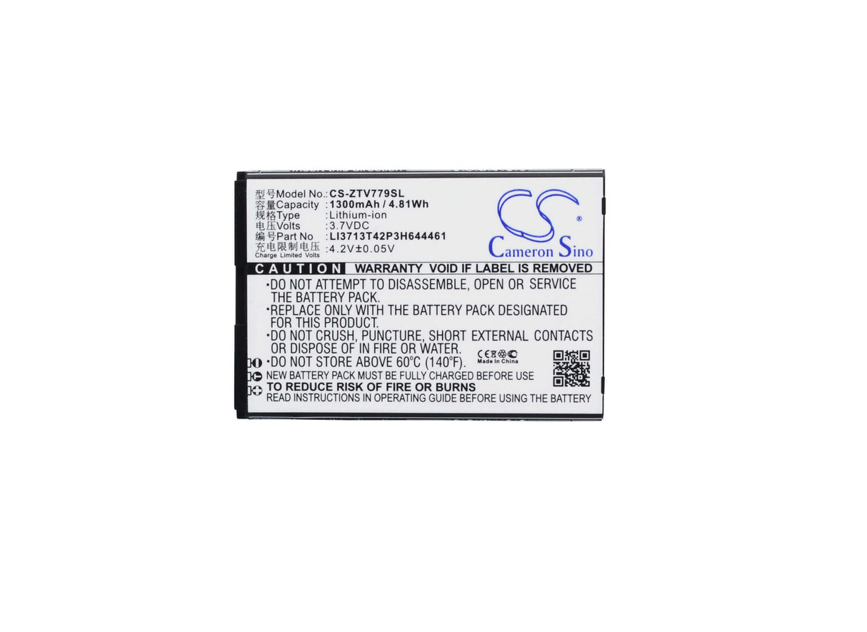 3.7V, Li-ion, 1300mAh, SmartPhone battery fits Zte, Li3713t42p3h644461, Dtac Joey Jump 2, V779, 4.81Wh Mobile, SmartPhone Cameron Sino Technology Limited (Suspended)