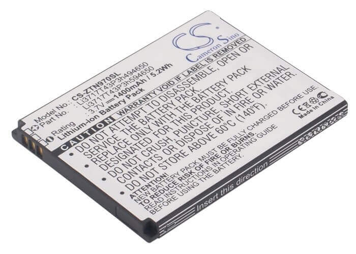 3.7V, Li-ion, 1400mAh, SmartPhone battery fits Srf, Virgin Mobile, Amazing, Net10, Zte, Li3716t42p3h594650, A2, 5.18Wh Mobile, SmartPhone Cameron Sino Technology Limited (Smartphone)