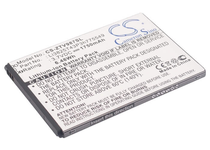 Battery For Zte V987, N919, V967s 3.7v, 1750mah - 6.48wh Mobile, SmartPhone Cameron Sino Technology Limited (Suspended)
