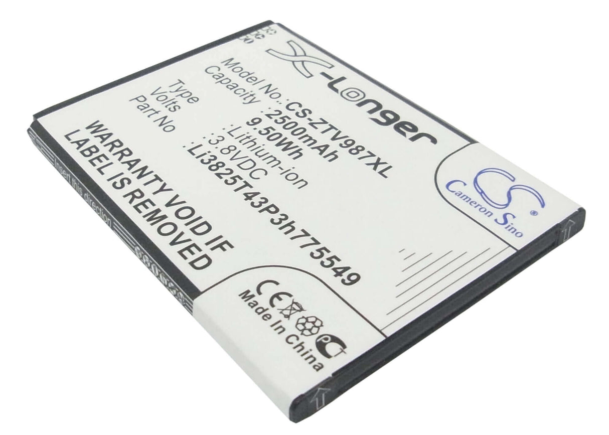 3.8V, Li-ion, 2500mAh, SmartPhone battery fits Amazing, Zte, Li3825t43p3h775549, A6, 9.5Wh Mobile, SmartPhone Cameron Sino Technology Limited (Smartphone)