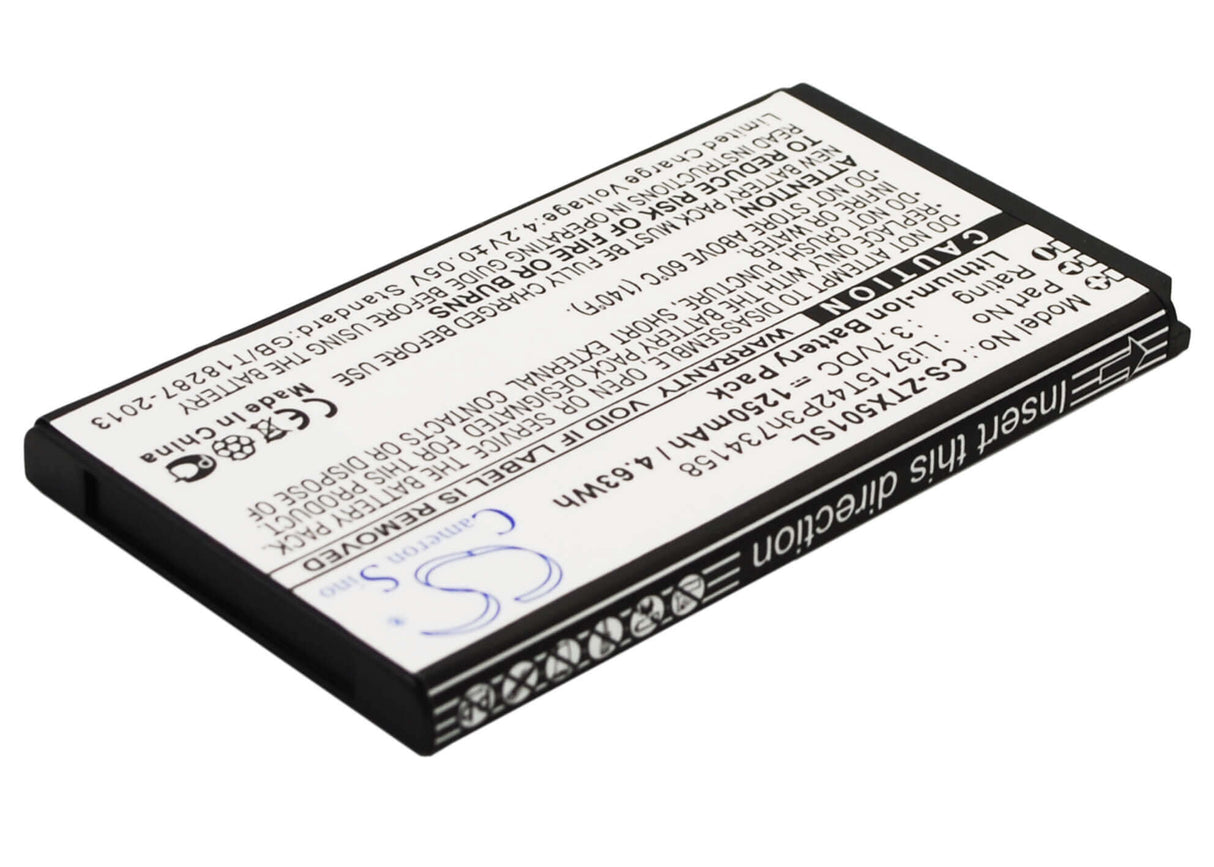 3.7V, Li-ion, 1250mAh, SmartPhone battery fits Zte, Li3715t42p3h734158, Score M, X500m, 4.63Wh Mobile, SmartPhone Cameron Sino Technology Limited (Smartphone)