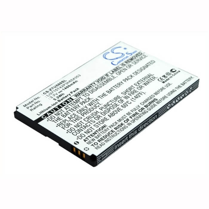 3.7V, Li-ion, 1400mAh, SmartPhone battery fits Zte, Li3715t42p3h654353, E760, Raise, 5.18Wh Mobile, SmartPhone Cameron Sino Technology Limited (Smartphone)