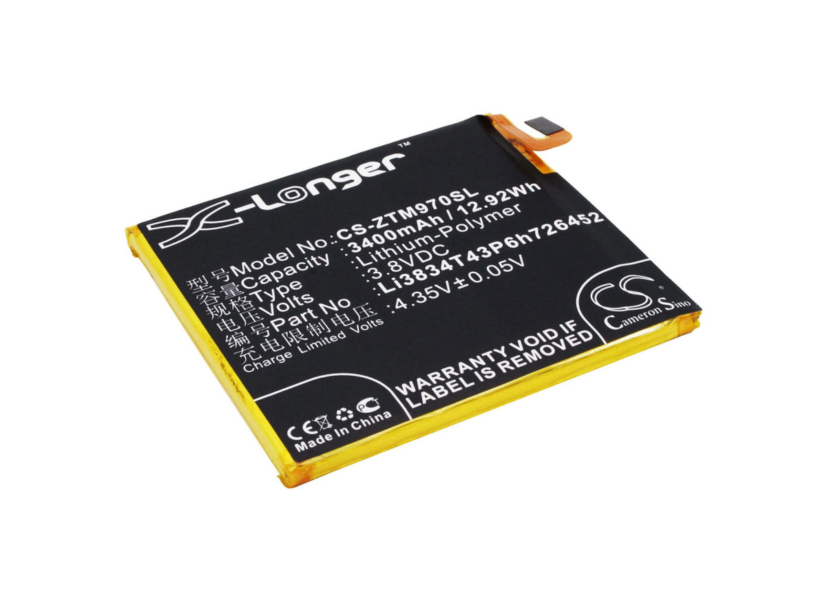 3.8V, Li-Polymer, 3400mAh, SmartPhone battery fits Zte, Li3834t43p6h726452, A450, Blade A450, 12.92Wh Mobile, SmartPhone Cameron Sino Technology Limited (Smartphone)