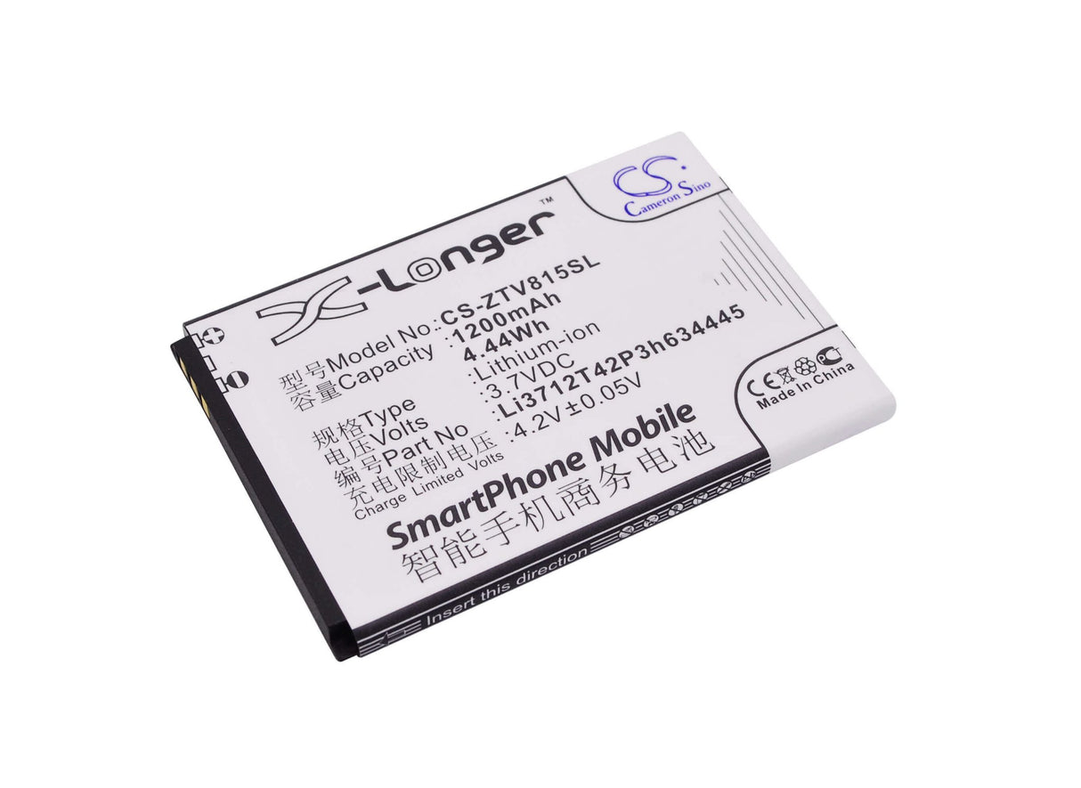 3.7V, Li-ion, 1200mAh, SmartPhone battery fits Amazing, Zte, Li3712t42p3h634445, A4c, 4.44Wh Mobile, SmartPhone Cameron Sino Technology Limited (Smartphone)