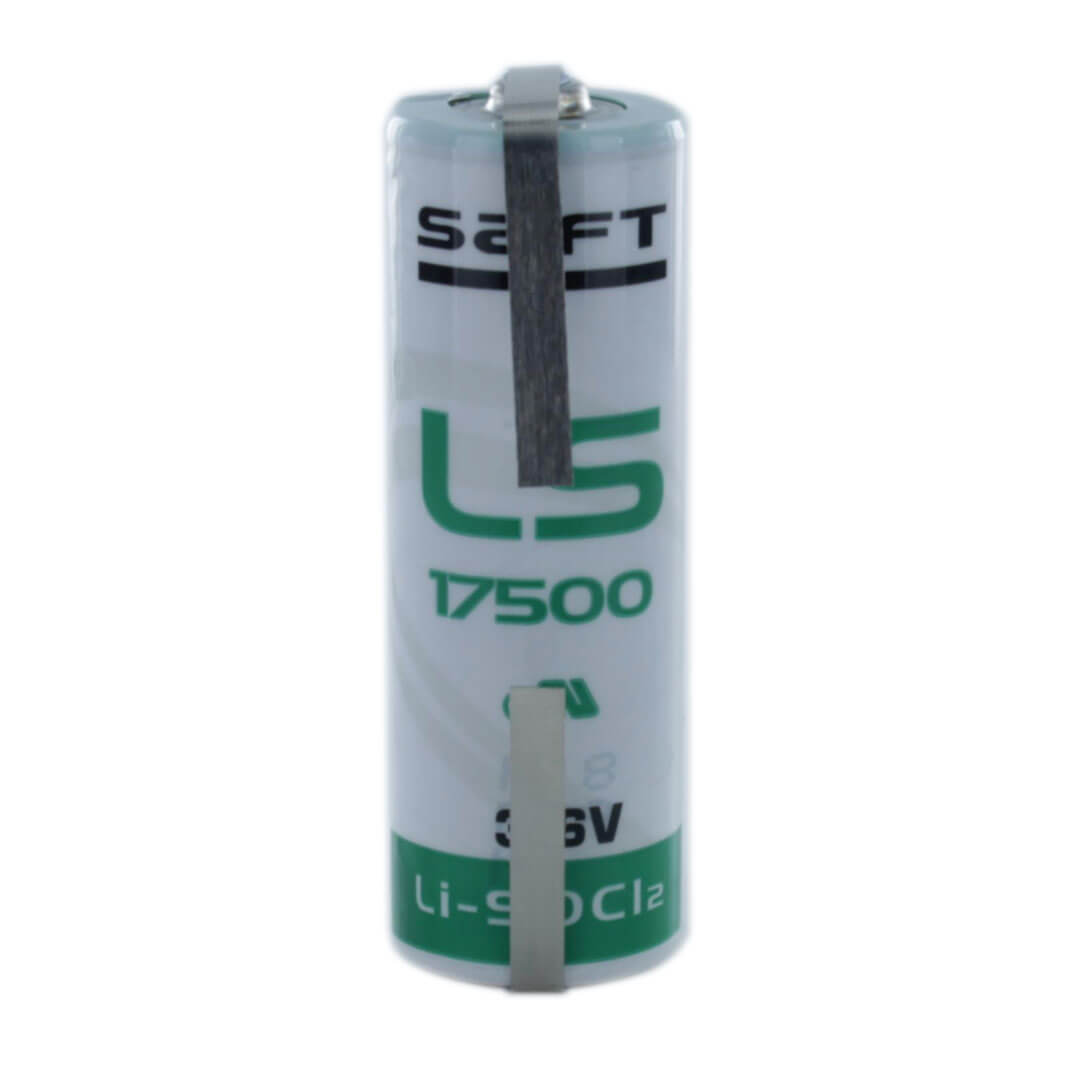 Battery Model Saft Ls 17500, 6135-01-524-7621, Ls17500, Ls17500-ba 3.6v, 3600 Mah - 12.96wh Saft Batteries Saft Lithium Batteries With Tabs