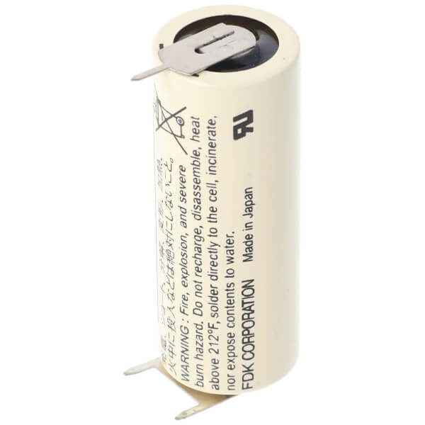 Battery Model Sanyo / Fdk Sanyo Cr17450se-r Plc Battery, Cr17450se, Cr17450er 3v, 2400 Mah - 7.2wh Other CB Range With PC Pins - 2 Pin on Negative Terminal - 1 Pin on Postive Terminal