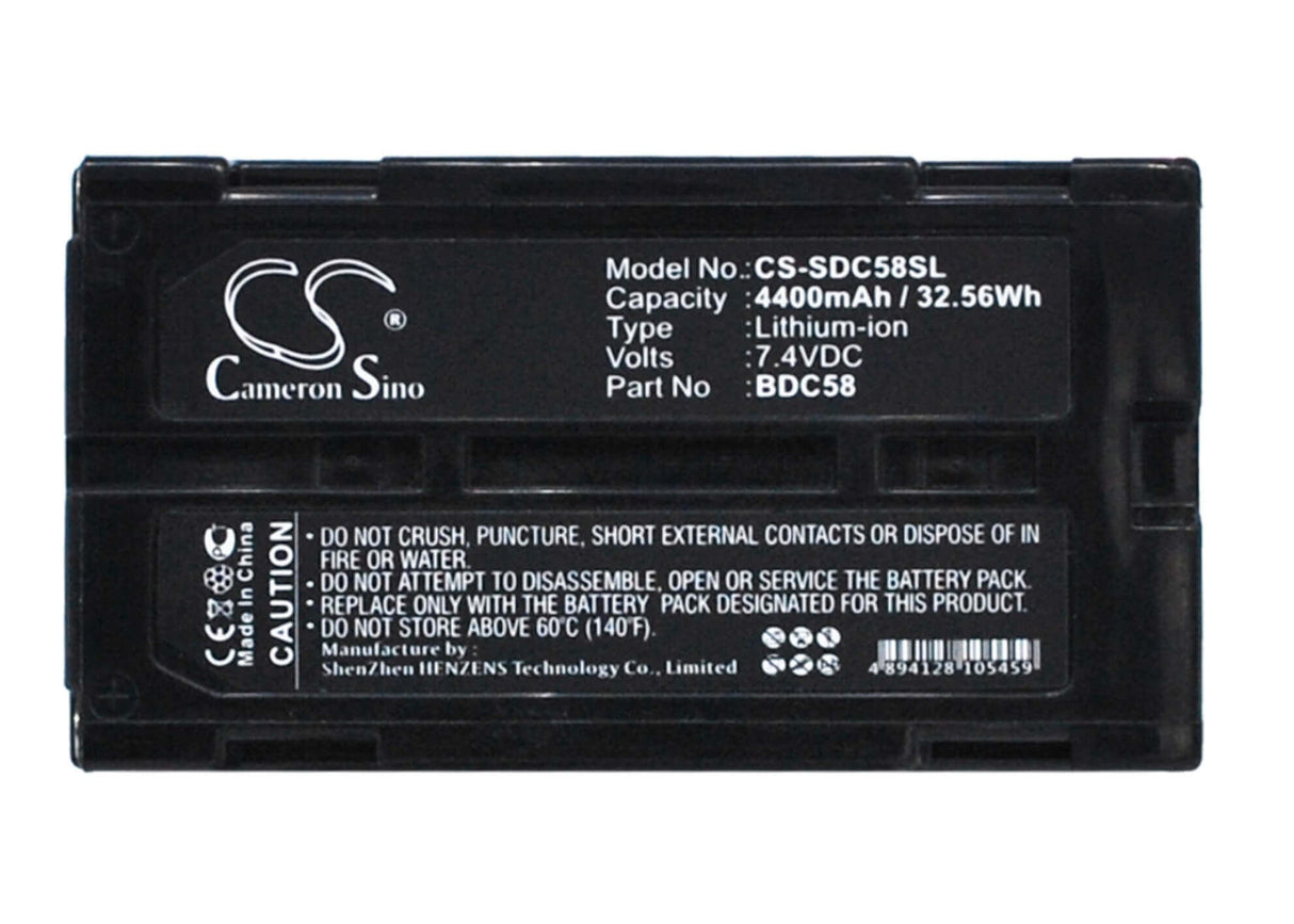 Batterie d'équipement Bdc58 pour stations totales robotiques Sokkia Srx, stations totales Setx et récepteurs GPS Grx1 7.4v, 4400mah - 32.56wh Équipement, Enquête, Test Cameron Sino Technology Limited