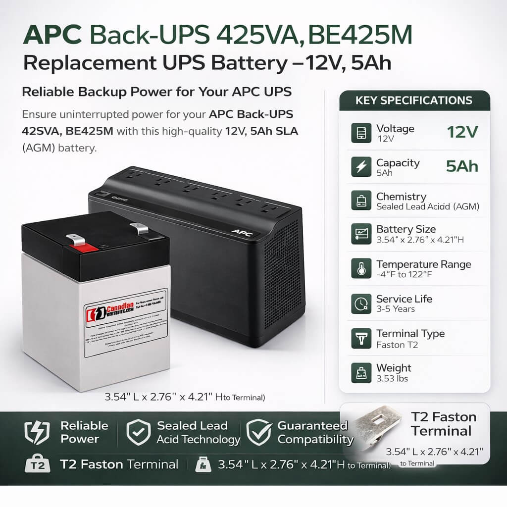 APC Back-UPS 425VA, BE425M, Replacement UPS Battery UPS Batteries CB Range