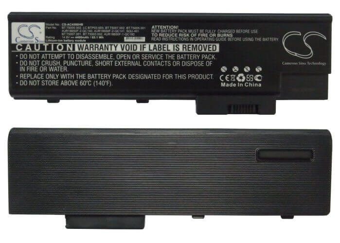 Batterie noire pour Acer Aspire 1640lc, Aspire 1691, Aspire 3002nwlci 14.8v, 4400mah - 65.12wh Notebook, Laptop Cameron Sino Technology Limited
