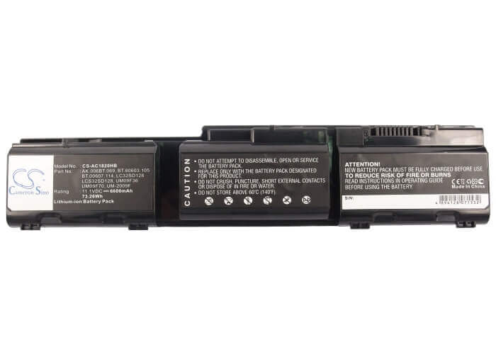 Black Battery For Acer Aspire 1820, Aspire 1420p, Aspire 1820pt 11.1v, 6600mah - 73.26wh Batteries for Electronics Cameron Sino Technology Limited (Suspended)