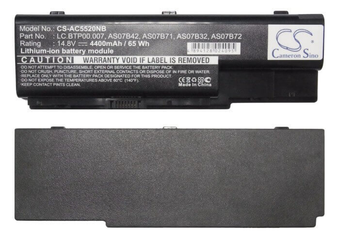 Black Battery For Acer Aspire 7520, Aspire 6920-6621, Aspire 5920g-302g25hi 14.8v, 4400mah - 65.12wh Notebook, Laptop Cameron Sino Technology Limited