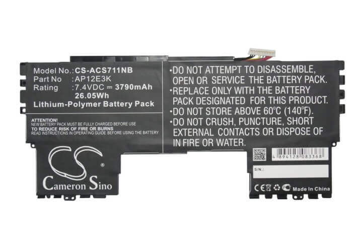 Black Battery For Acer Aspire Aspire S7 11", Aspire S7 Ultrabook Ips, Aspire S7-191 7.4v, 3790mah - 28.05wh Notebook, Laptop Cameron Sino Technology Limited