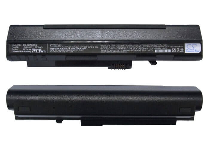 Black Battery For Acer Aspire One, Aspire One A110-1295, Aspire One A110-1545 11.1v, 6600mah - 73.26wh Notebook, Laptop Cameron Sino Technology Limited