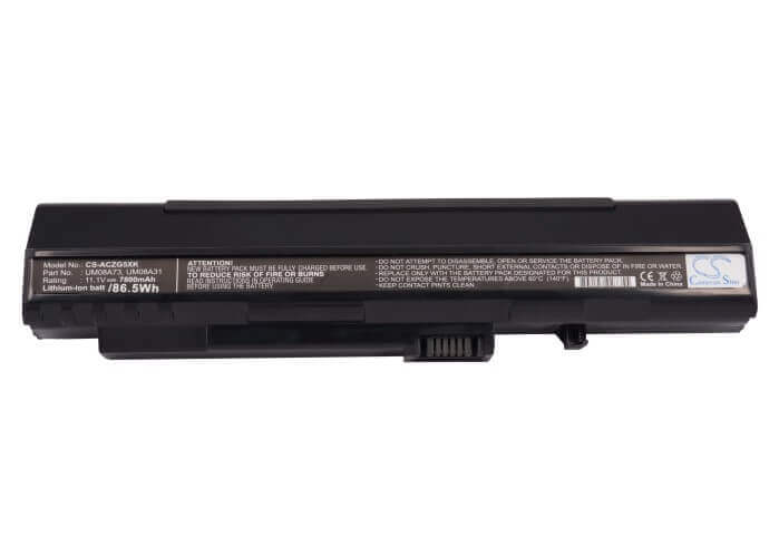 Black Battery For Acer Aspire One, Aspire One A110-1295, Aspire One A110-1545 11.1v, 7800mah - 86.58wh Notebook, Laptop Cameron Sino Technology Limited