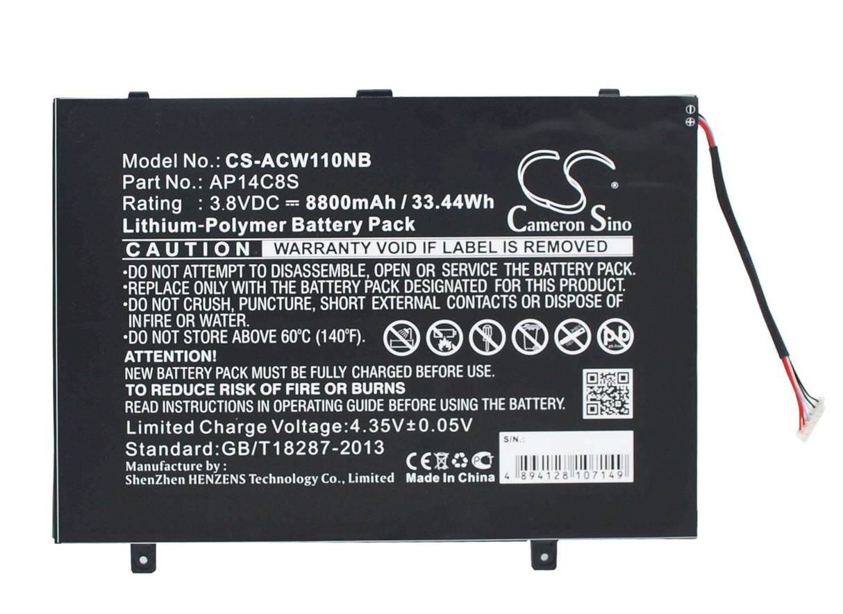 Black Battery For Acer Aspire Switch 11, Aspire Switch 11 Pro, Sw5-111 3.8v, 8800mah - 33.44wh Batteries for Electronics Cameron Sino Technology Limited (Suspended)