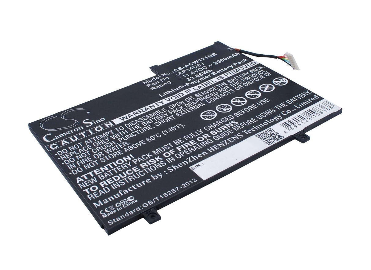 Black Battery For Acer Aspire Switch 11 Sw5-171, Aspire Switch 11 Sw5-171p 11.4v, 2900mah - 33.06wh Notebook, Laptop Cameron Sino Technology Limited (Suspended)
