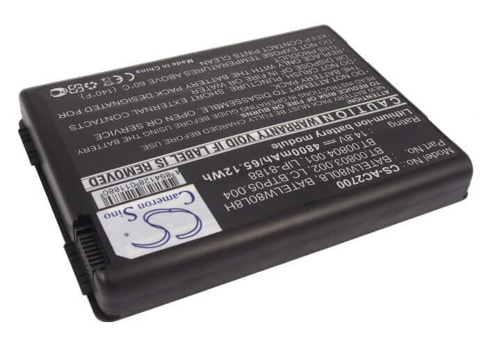 Black Battery For Acer Travelmate 2200, Travelmat 2700, Aspire 1670 14.8v, 4800mah - 71.04wh Notebook, Laptop Cameron Sino Technology Limited (Suspended)