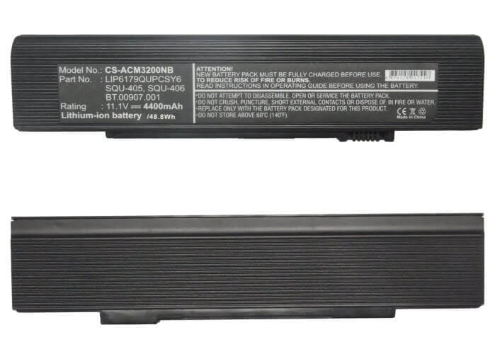 Black Battery For Acer Travelmate 3200, Travelmate 3200xci, Travelmate 3200xmi 11.1v, 4400mah - 48.84wh Notebook, Laptop Cameron Sino Technology Limited