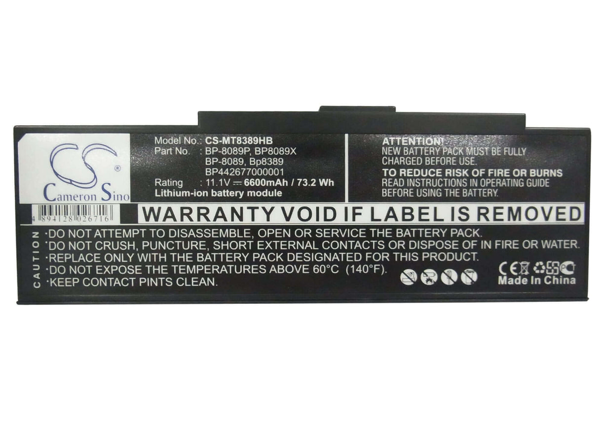 Black Battery For Advent Minote 8089, 8089p, 8389 11.1v, 6600mah - 73.26wh Notebook, Laptop Cameron Sino Technology Limited