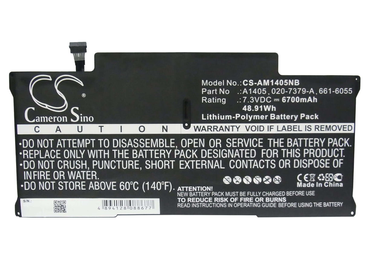 Black Battery For Apple Macbook Air 13" Mc503, Macbook Air 13" Mc504, Macbook Air "core I5" 1.6 13" A1369 Mid-2011 7.3v, 6700mah Notebook, Laptop Cameron Sino Technology Limited