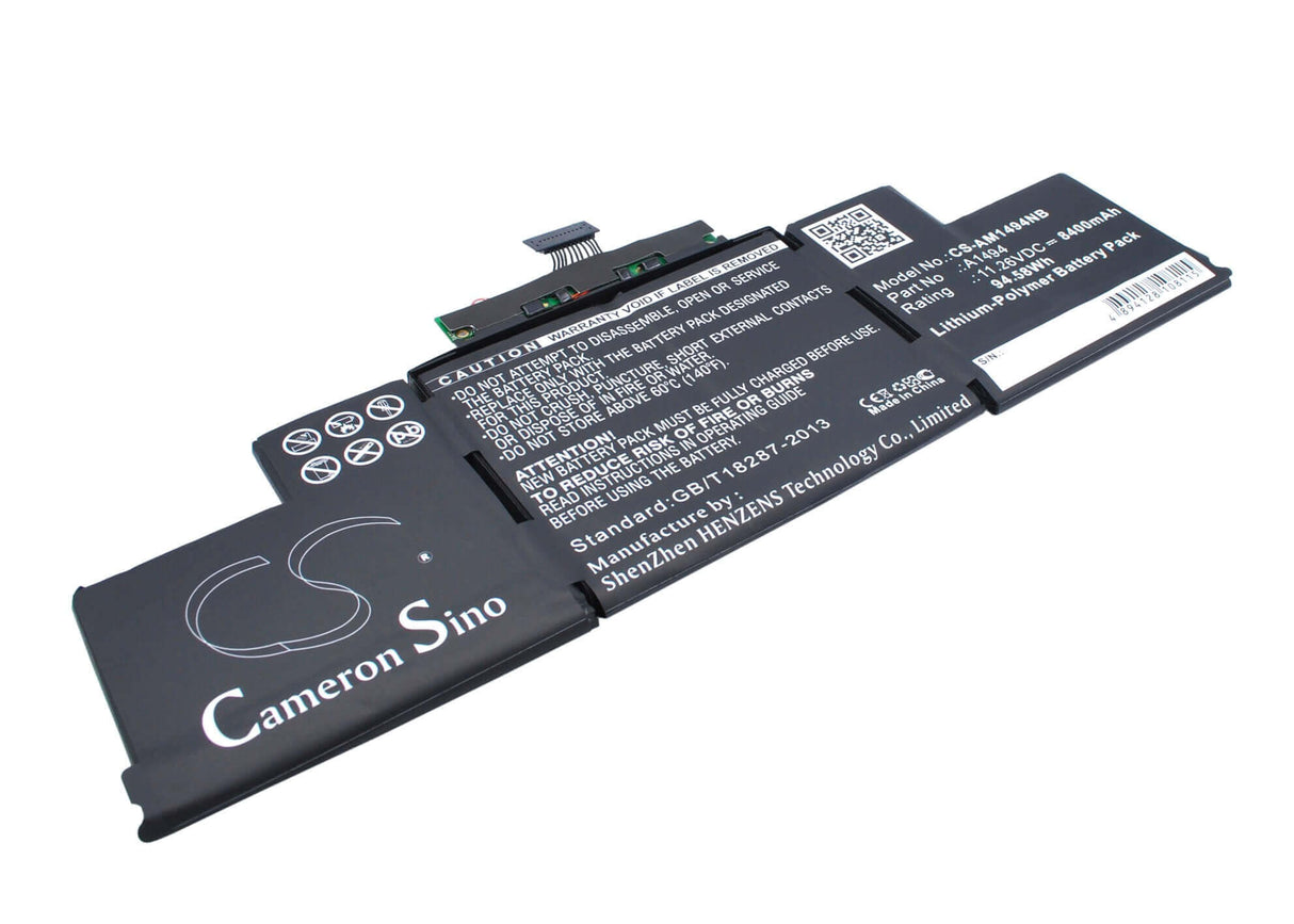 Black Battery For Apple Macbook Pro Retina Display 15" A1398, Me293, Me294 11.26v, 8400mah - 94.58wh Notebook, Laptop Cameron Sino Technology Limited