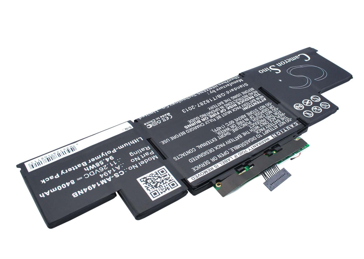 Black Battery For Apple Macbook Pro Retina Display 15" A1398, Me293, Me294 11.26v, 8400mah - 94.58wh Notebook, Laptop Cameron Sino Technology Limited