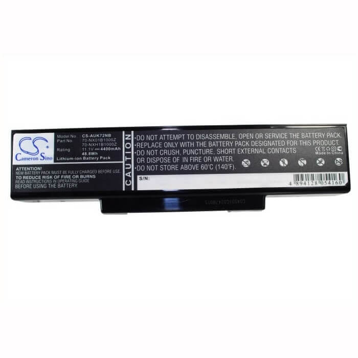 Black Battery For Asus A72, A72d, A72dr 11.1v, 4400mah - 48.84wh Notebook, Laptop Cameron Sino Technology Limited