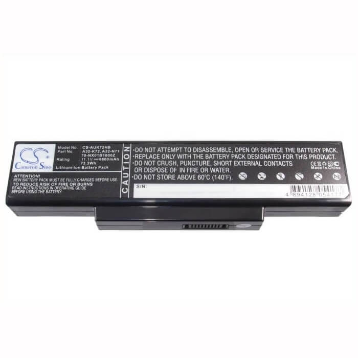 Black Battery For Asus A72, A72d, A72dr 11.1v, 6600mah - 73.26wh Notebook, Laptop Cameron Sino Technology Limited