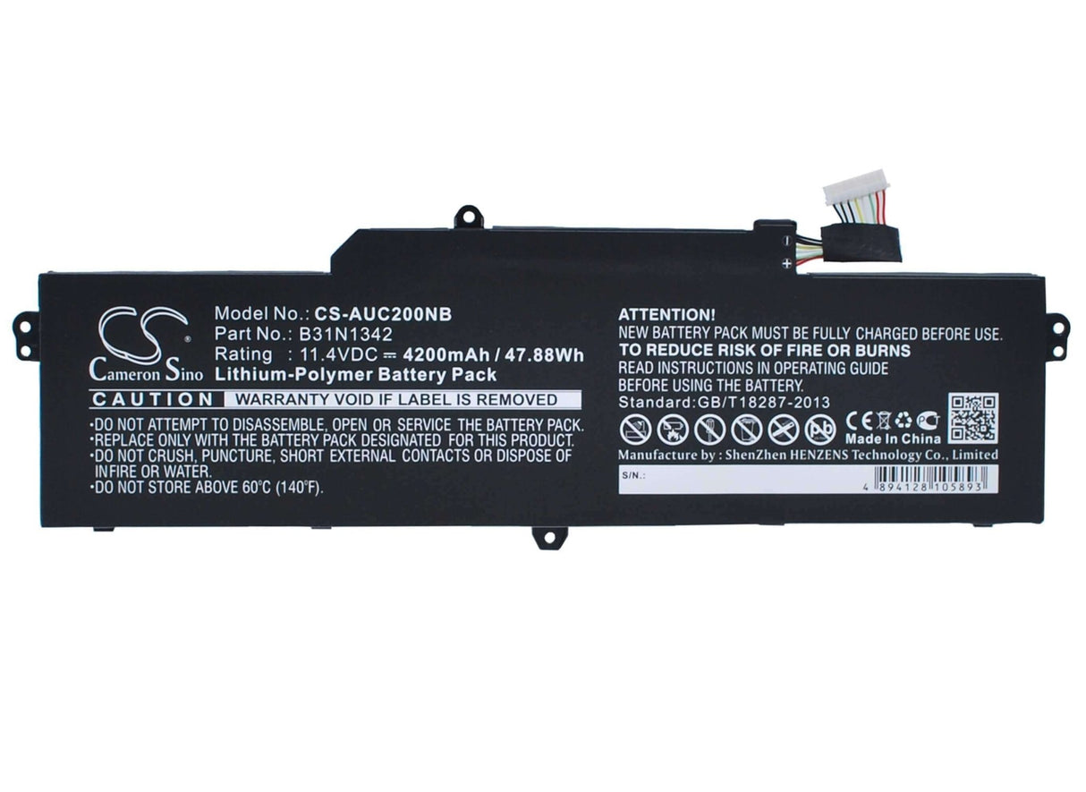 Black Battery For Asus Chromebook C200, Chromebook C200m, Chromebook C200ma 11.4v, 4200mah - 47.88wh Notebook, Laptop Cameron Sino Technology Limited