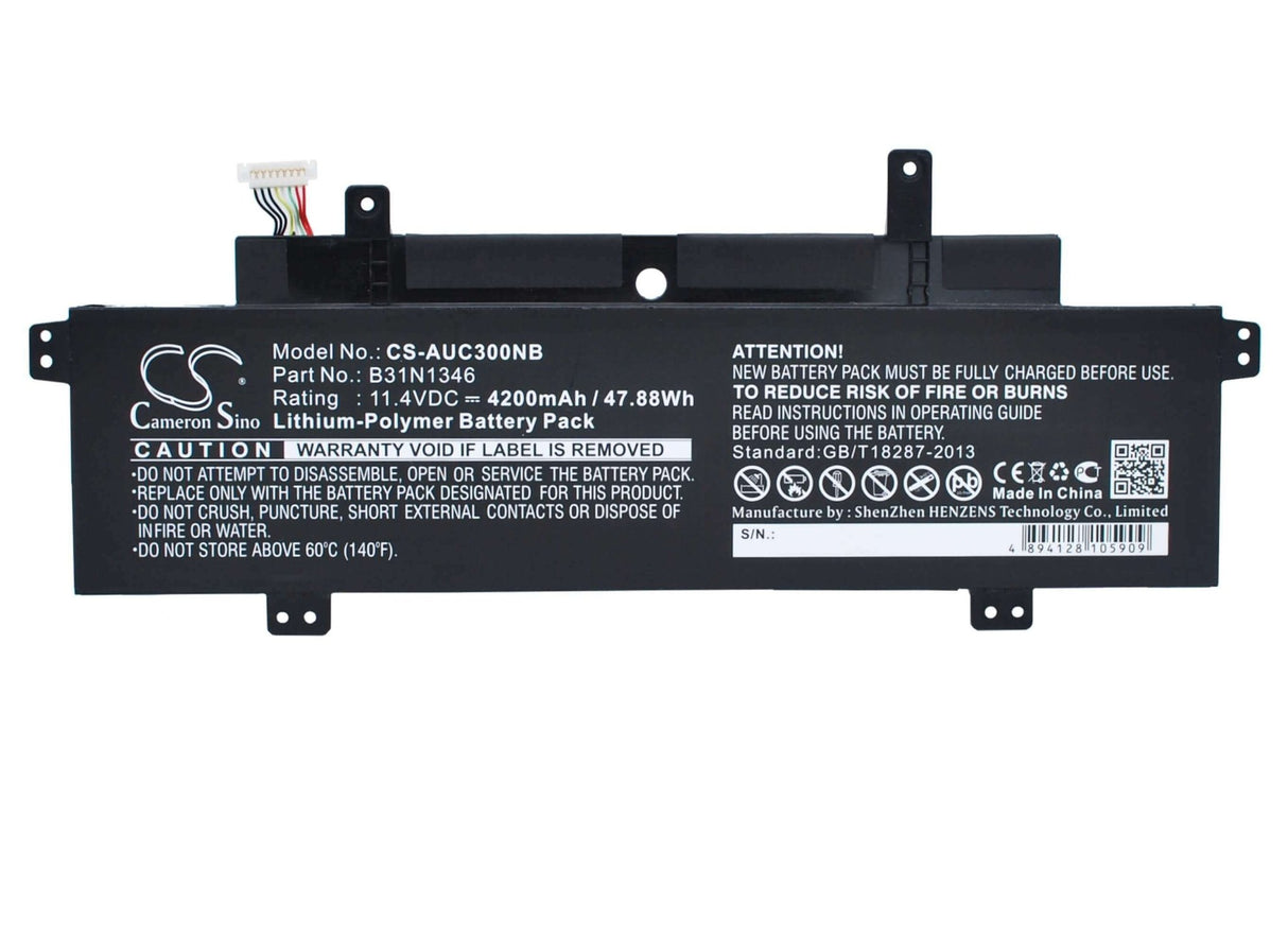 Black Battery For Asus Chromebook C300, Chromebook C300m, Chromebook C300ma 11.4v, 4200mah - 47.88wh Notebook, Laptop Cameron Sino Technology Limited
